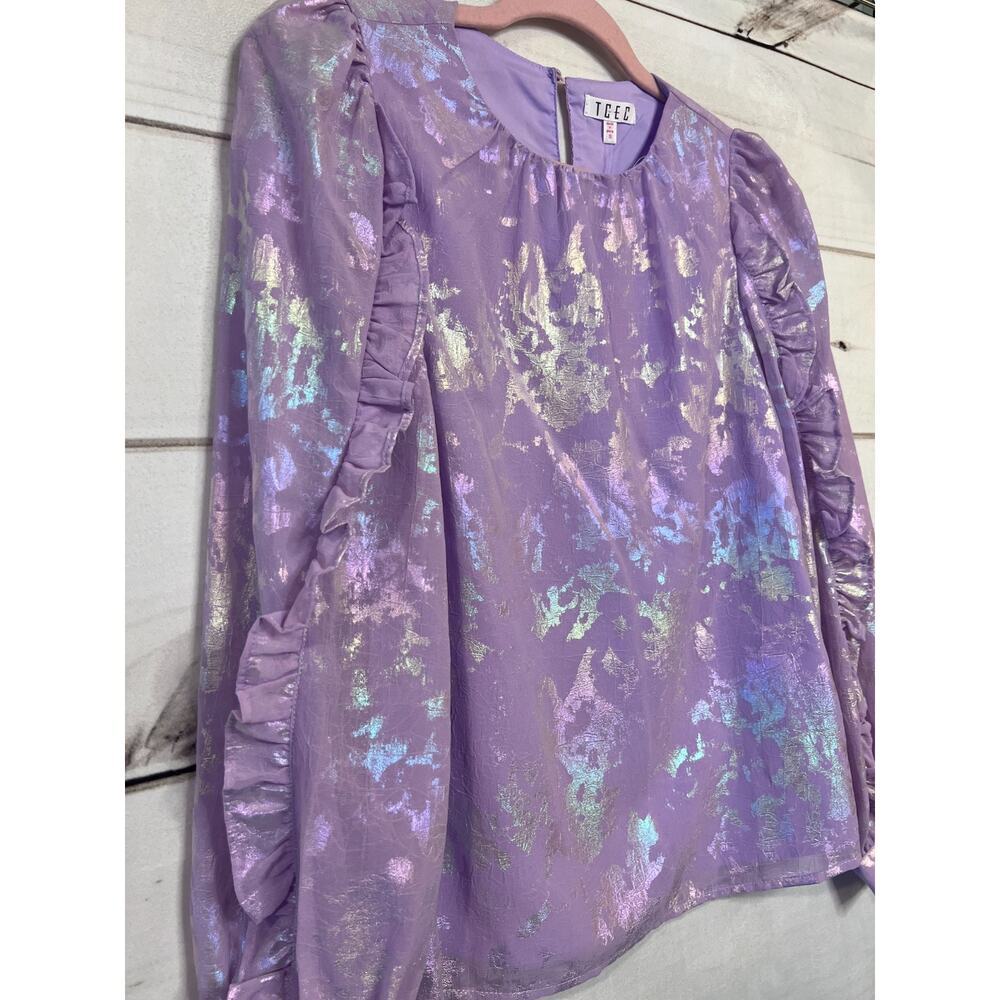 TCEC Lavender Iridescent Ruffle Long Sleeve Blouse - Picture 5 of 5